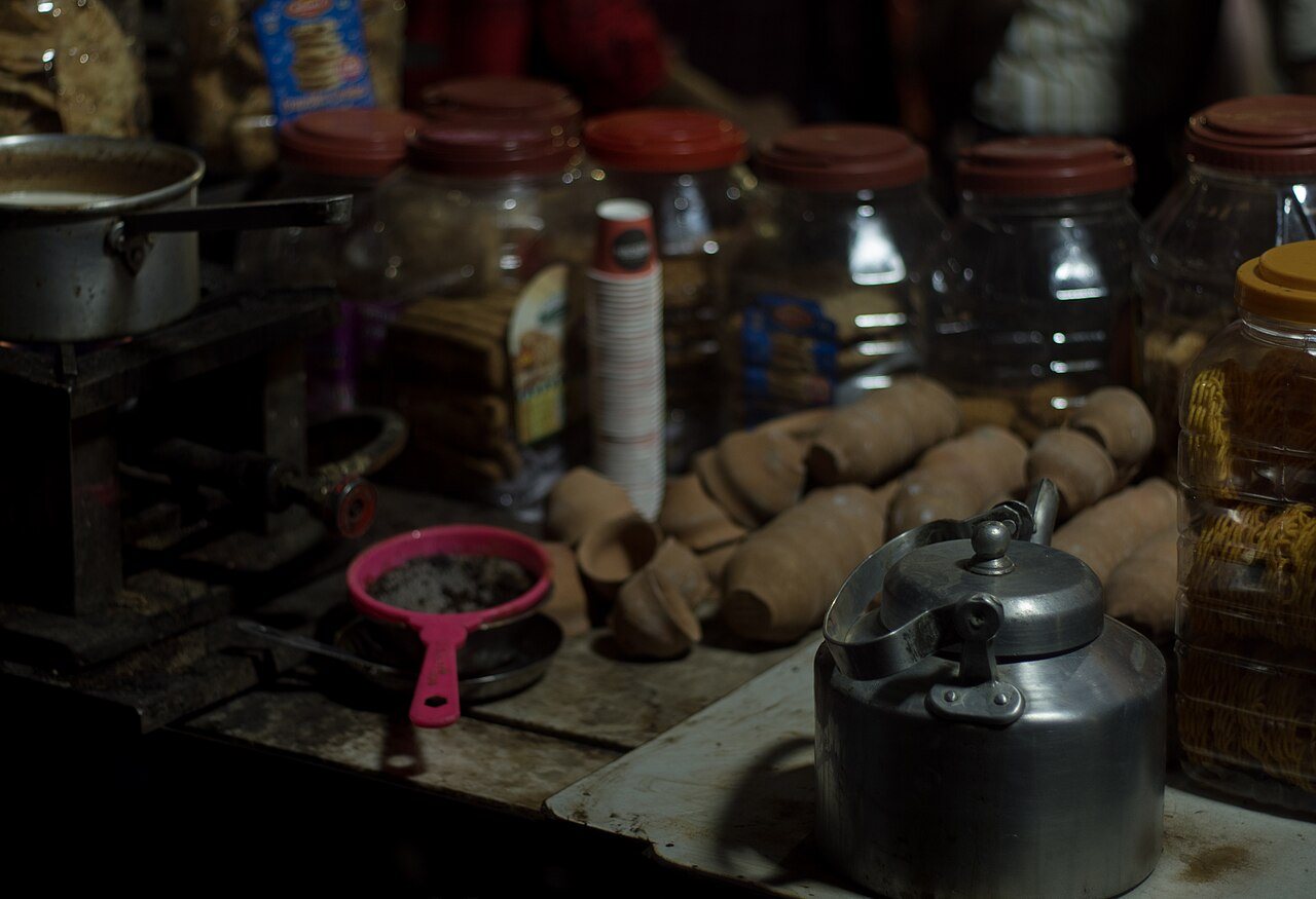 Traditional roadside chai stall and warm hospitality of local Indian community