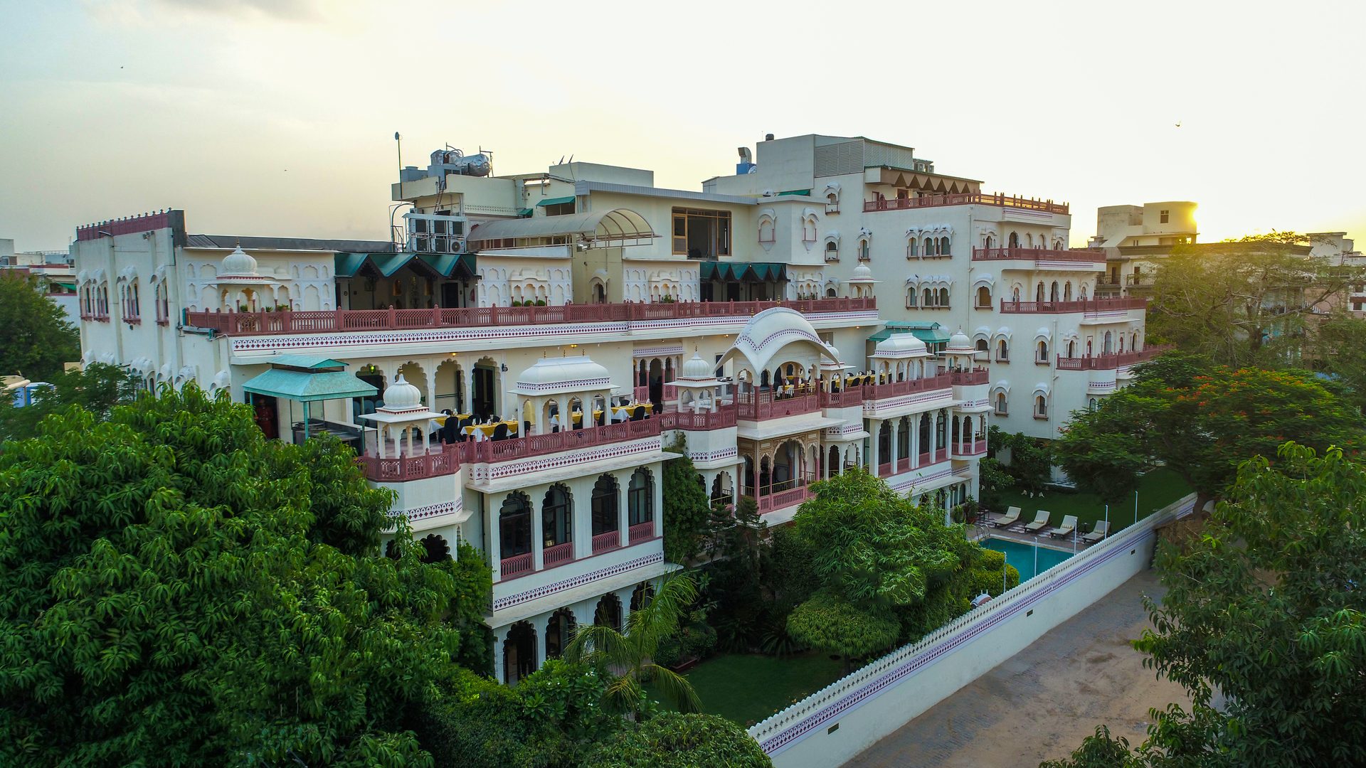 Exquisite fresco murals decorating interior courtyards of merchant havelis in Shekhawati