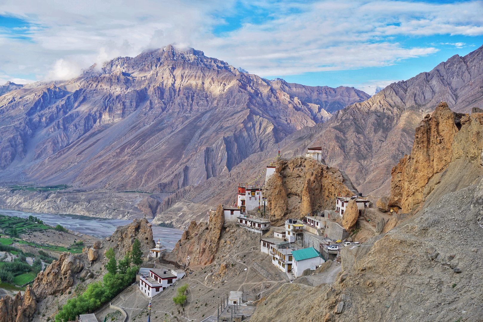 Cliff-top fortress and Buddhist monastery of Dhankar overlooking Spiti Valley