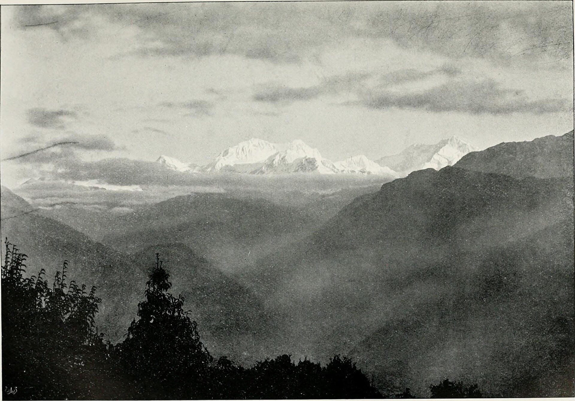 Pristine mountain monastery in Sikkim with snowbound Kanchenjunga peaks