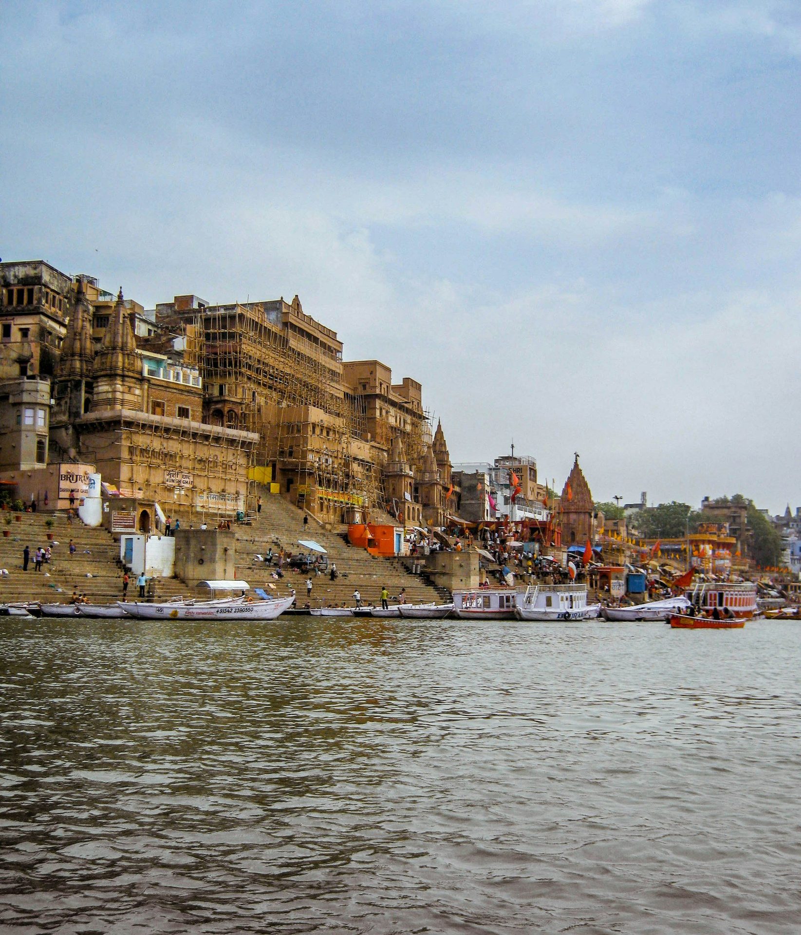 Contemplative morning mist and serene spiritual rituals along the sacred river ghats