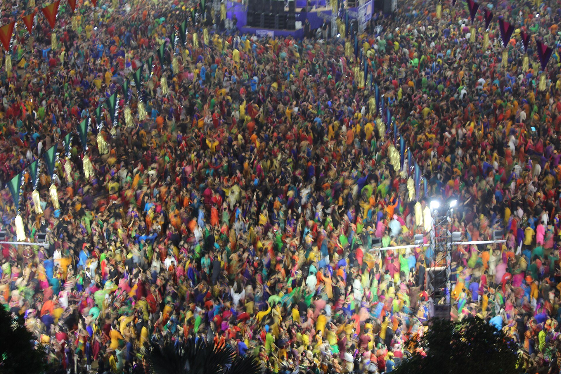 Vibrant Garba circle dance celebration during Navratri with traditional Gujarati attire and rhythmic devotion