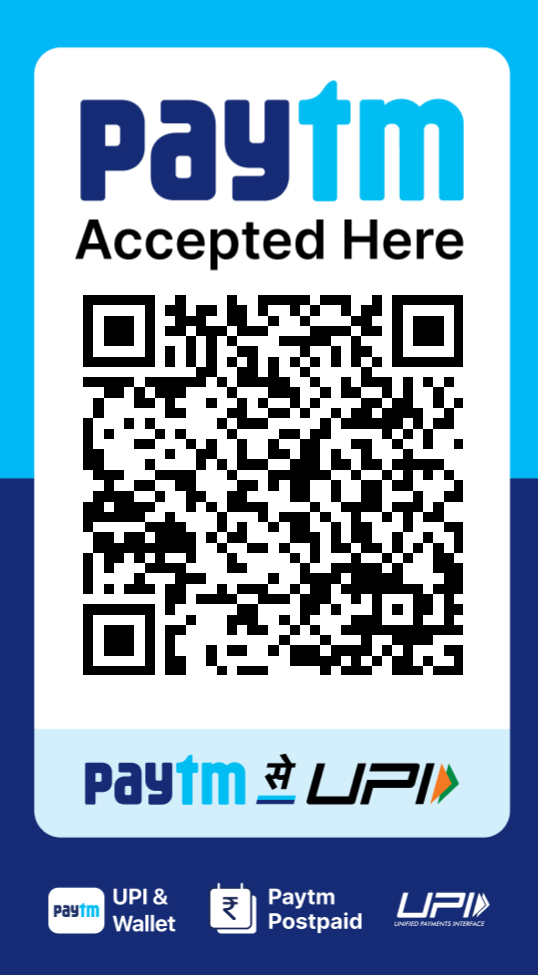 Official UPI QR code merchant stand accepting real-time digital payments across India